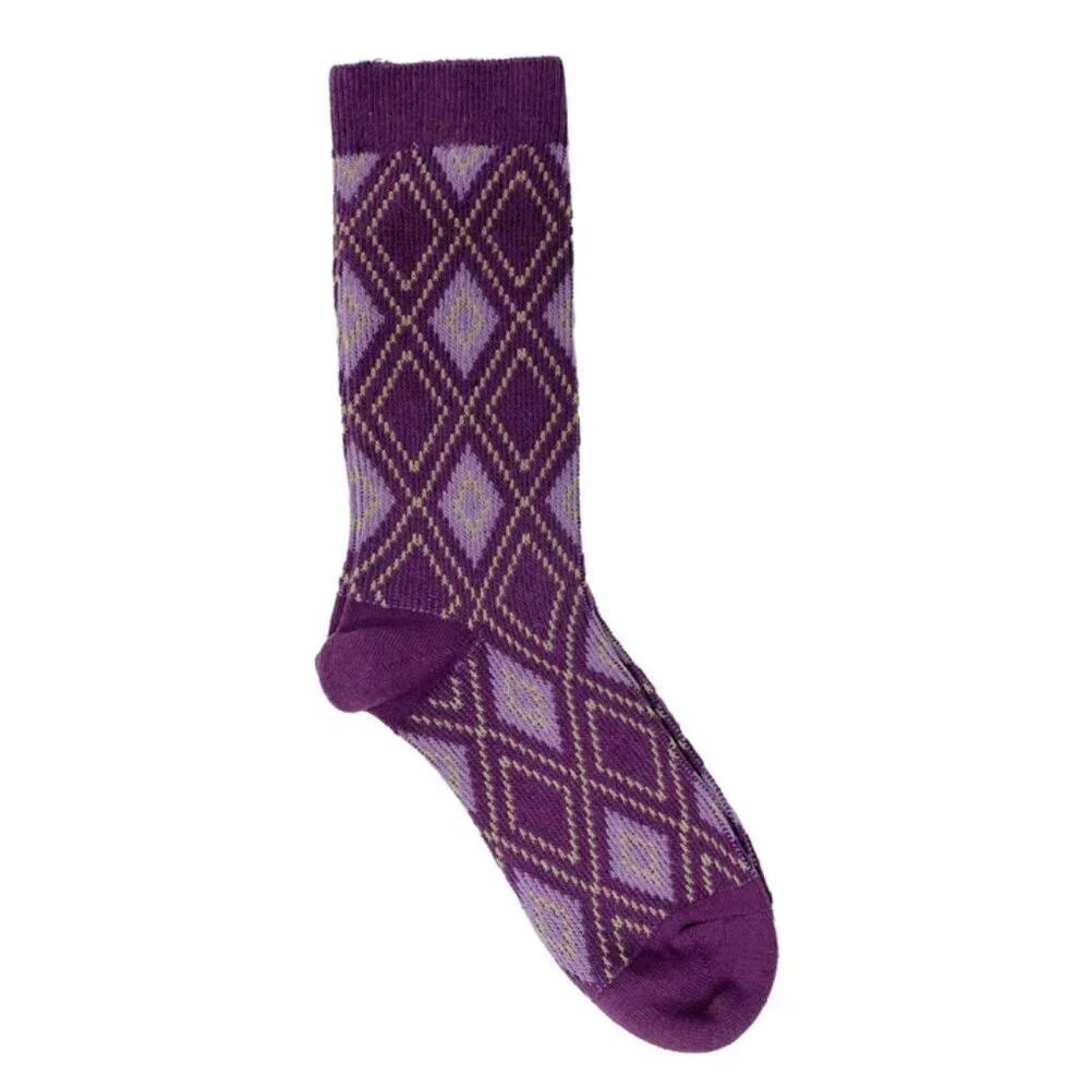 NWT Charley Purple Diamond Crew Socks